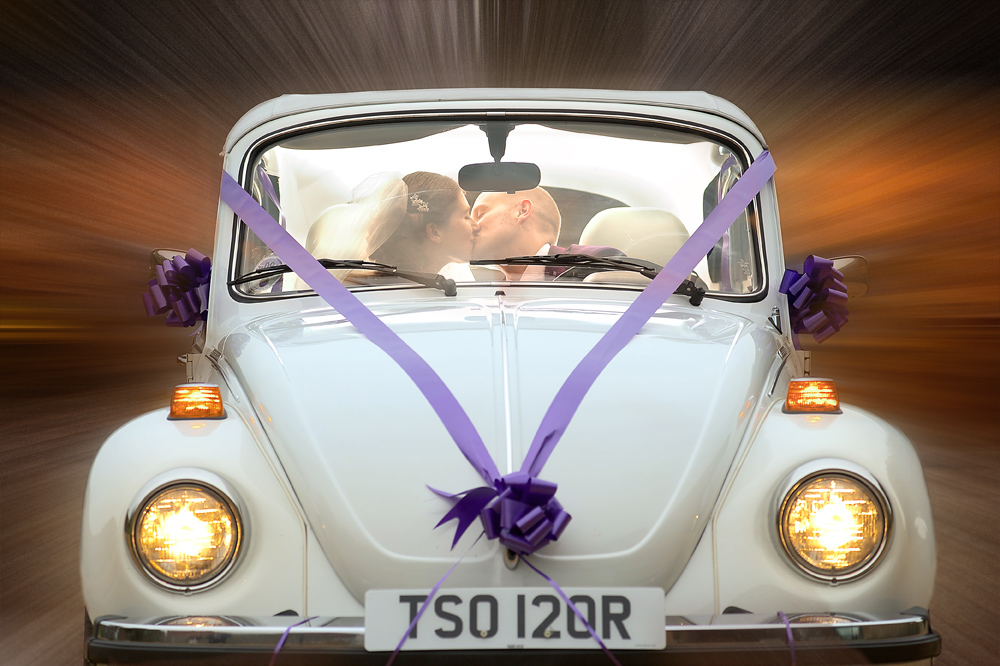 Rik & Anna Wedding vw Beetle car Dodford Manor final